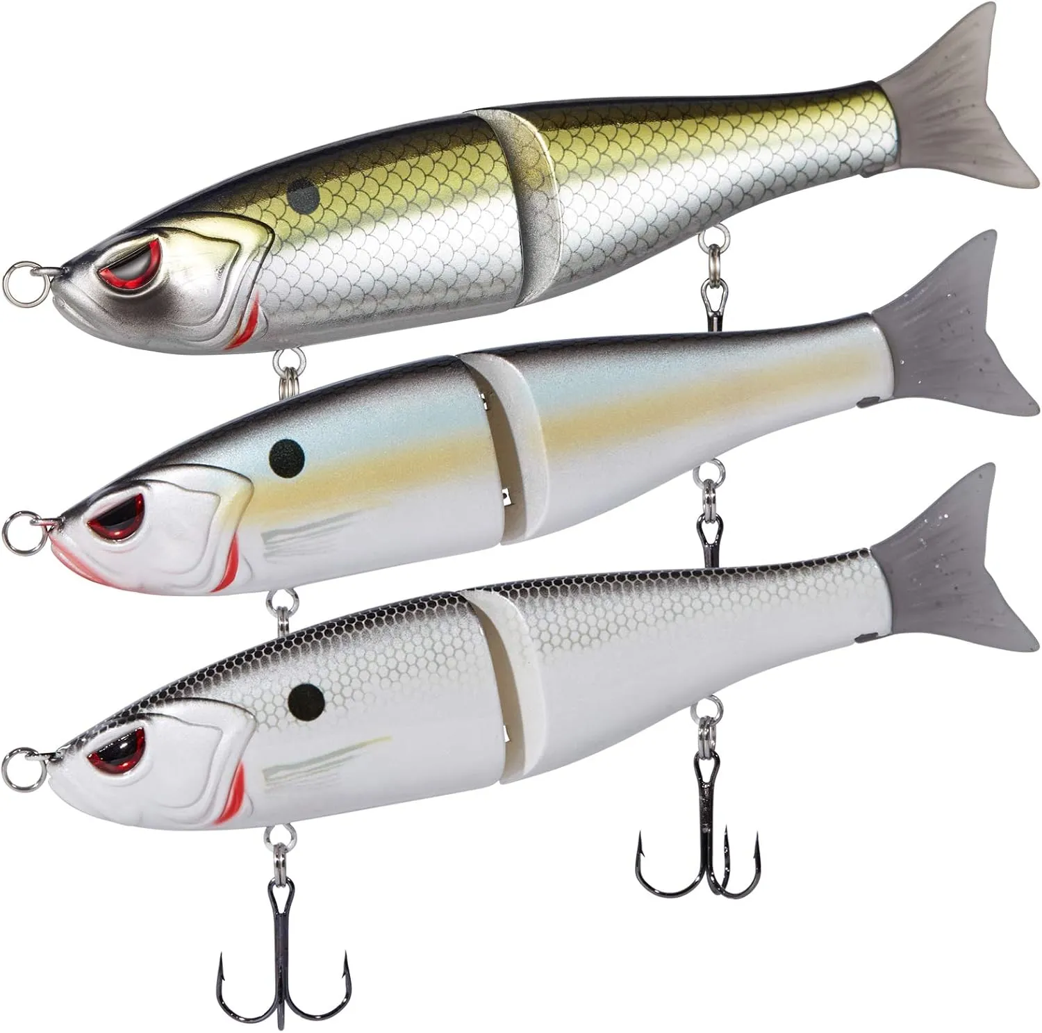 Bassdash SwimShad Glide Baits Jointed Swimbait Bass Pike Salmon Trout Muskie Fishing Lure,3-Pack