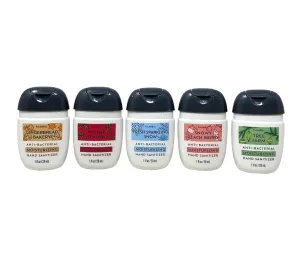 Bath and Body Work Holiday Collection Mini Moisturizing Hand Gel Gift Set Bundle - Set of 5 Assorted Mini Hand Gels