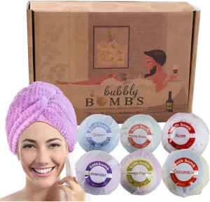 Bath Bombs Gift Set of 6 Bubble, Natural Bath Bombs Spa Stuff with Fizzes, Shea Coco Butter, Scented Bath Set, Organic Bath Bomb, Gift Set for Women, Gift for Mother Day