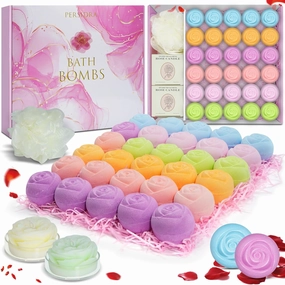 Bath Bombs for Women - 30 Pcs Handmade Natural Essential Oils Rose Bath Bombs, Home Spa Fizzies Bubble Bath, Birthday Gifts for Her Self Care Gifts for Mom Wife Mother's Day Gift for Mother