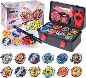 Battling Top Burst Gyro Toy Set 12 Spinning Tops 3 Launchers 1 Grip Toy Combat Battling Game with Portable Storage Box Gift for Kids Children Boy and Girl Ages 6 …