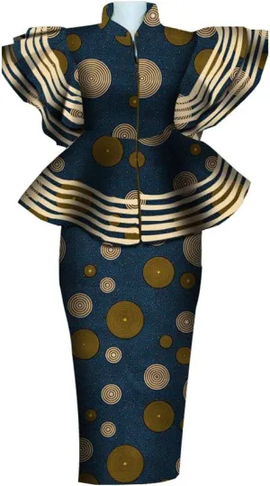 BAZINRICHE Women African Dresses Clothing Dashiki Bazin Riche Dress Women Skirt Set Print Ankara Zipper Top