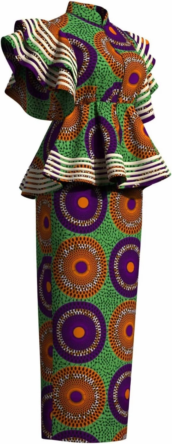 BAZINRICHE Women African Dresses Clothing Dashiki Bazin Riche Dress Women Skirt Set Print Ankara Zipper Top