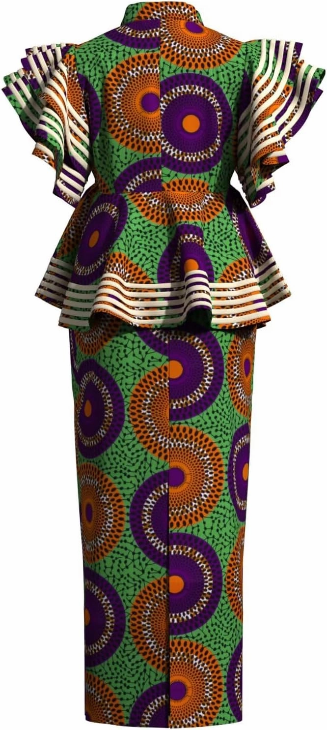BAZINRICHE Women African Dresses Clothing Dashiki Bazin Riche Dress Women Skirt Set Print Ankara Zipper Top