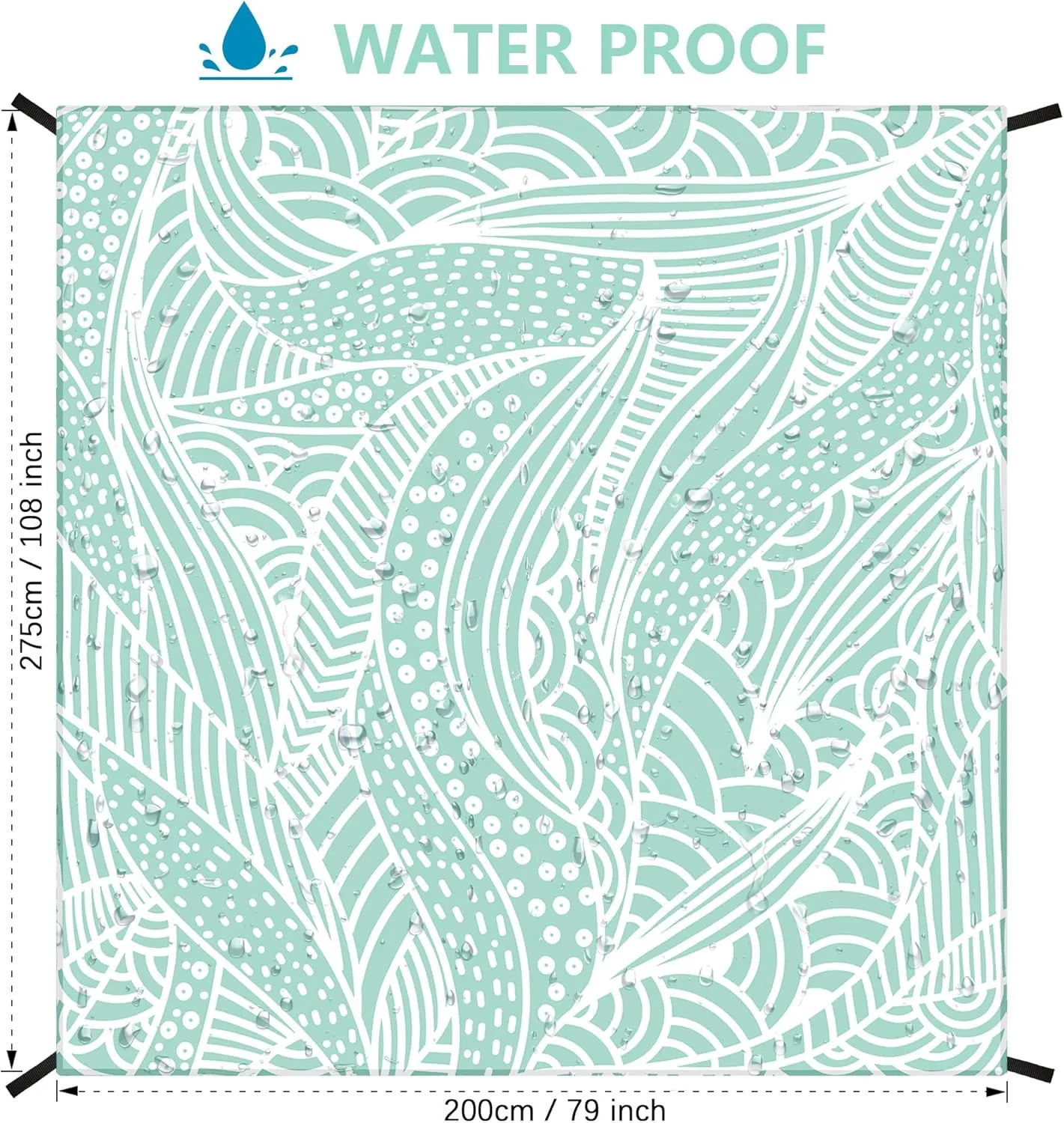 Beach Blanket Waterproof Sandproof Beach Mat 79”x 83” for 1-4 Adults Quick Drying Durable Outdoor Picnic Mat for Beach Festival Travel Picnic Camping Hiking (LBL-Ripple, 79"×108"(6 Person))