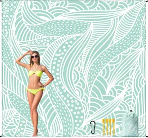 Beach Blanket Waterproof Sandproof Beach Mat 79”x 83” for 1-4 Adults Quick Drying Durable Outdoor Picnic Mat for Beach Festival Travel Picnic Camping Hiking (LBL-Ripple, 79"×108"(6 Person))