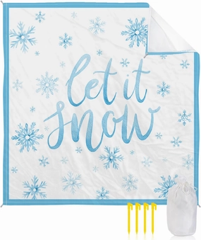Beach Blanket, Blue Snowflakes Winter Sandproof Waterproof Outdoor Mat Quick Drying Beach Accessories for Vacation Holiday Picnic Camping, 79"x83" for 1-4 Adults