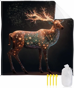 Beach Blanket, Christmas Elk Animal Sandproof Waterproof Outdoor Mat Quick Drying Beach Accessories for Vacation Holiday Picnic Camping, 79"x83" for 1-4 Adults