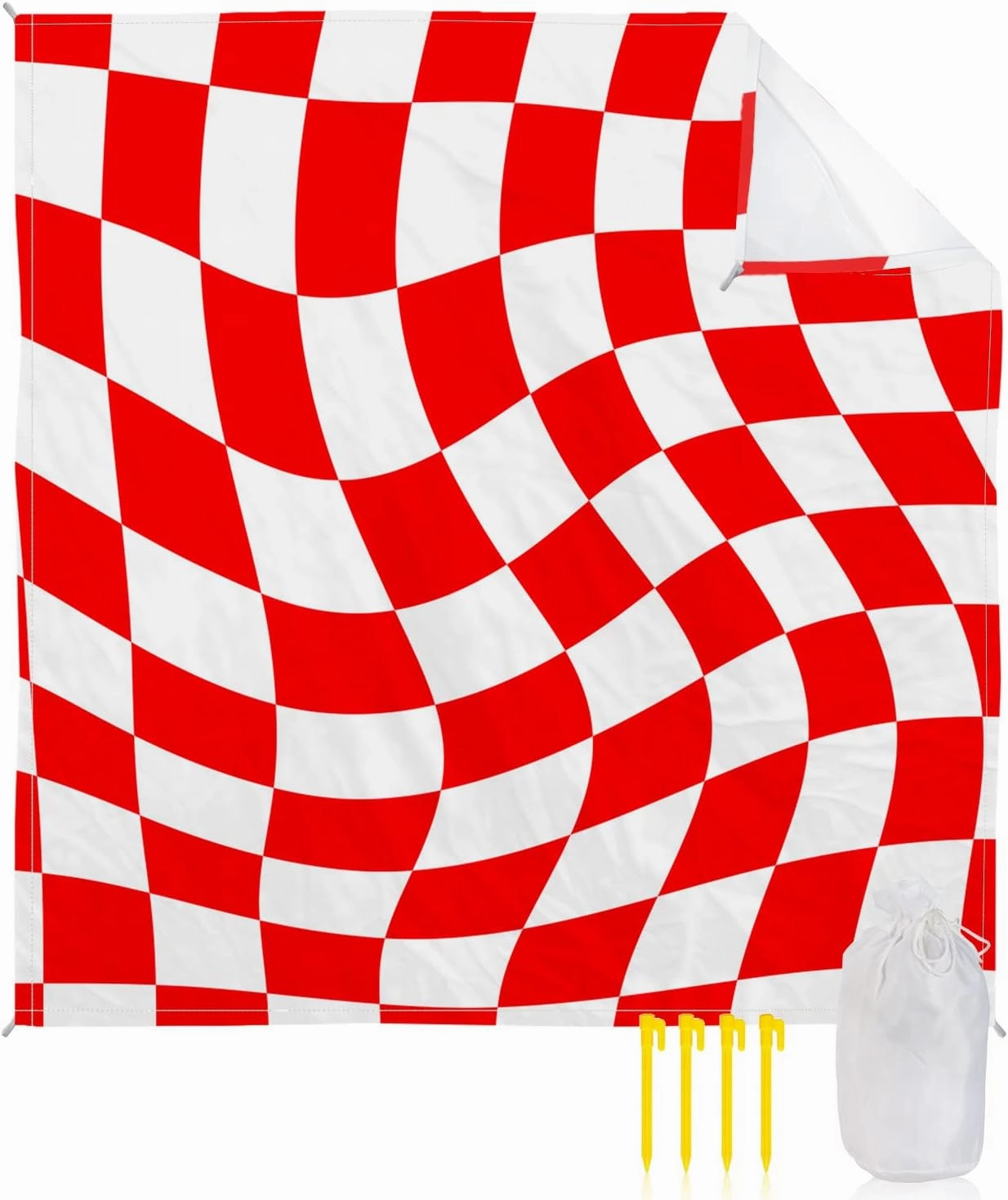 Beach Blanket, Modern Red White Geometric Art Abstract Sandproof Waterproof Outdoor Mat Quick Drying Beach Accessories for Vacation Holiday Picnic Camping, 79"x83" for 1-4 Adults