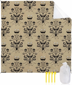 Beach Blanket, Vintage Halloween Ghost Sandproof Waterproof Outdoor Mat Quick Drying Beach Accessories for Vacation Holiday Picnic Camping, 79"x83" for 1-4 Adults