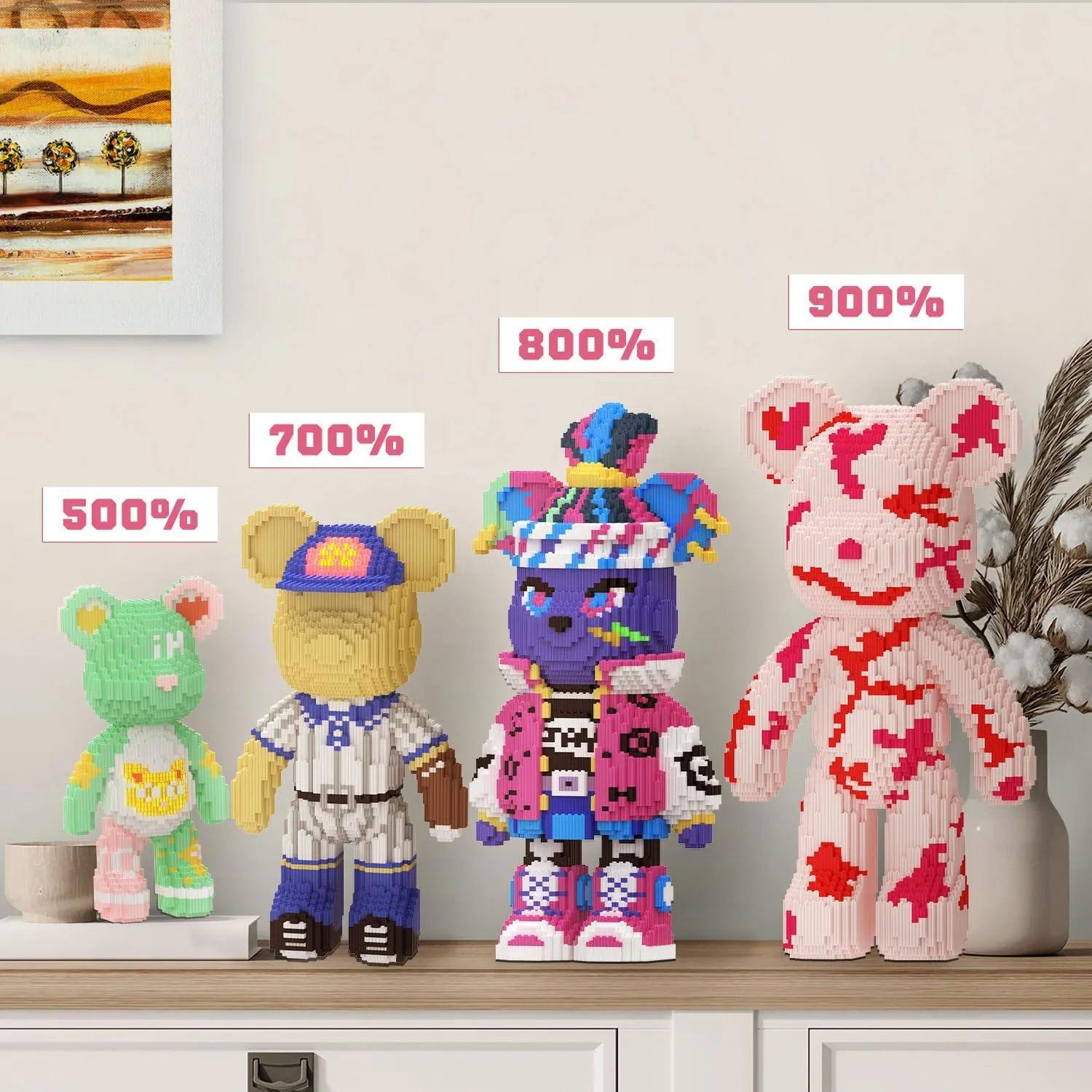 Bear Building Blocks (4500PCS) | 700% Bear Display Model | Micro 3D Animal Building Blocks | Fluorescence Design for Adults & Kids | Idea for Home & Office Decor |3D Instruction
