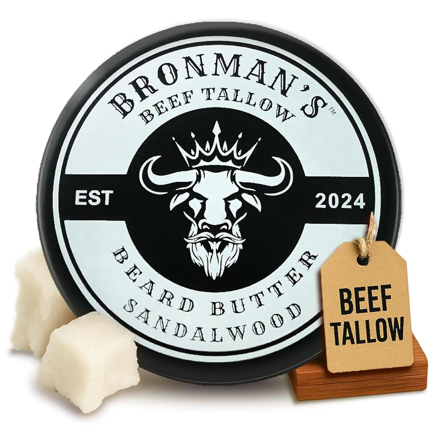 Beard Butter for Men with Beef Tallow - Hydrating Beard Moisturizer with Shea Butter - Deeply Moisturizing Beef Tallow for Mens Grooming - 4oz Sandalwood