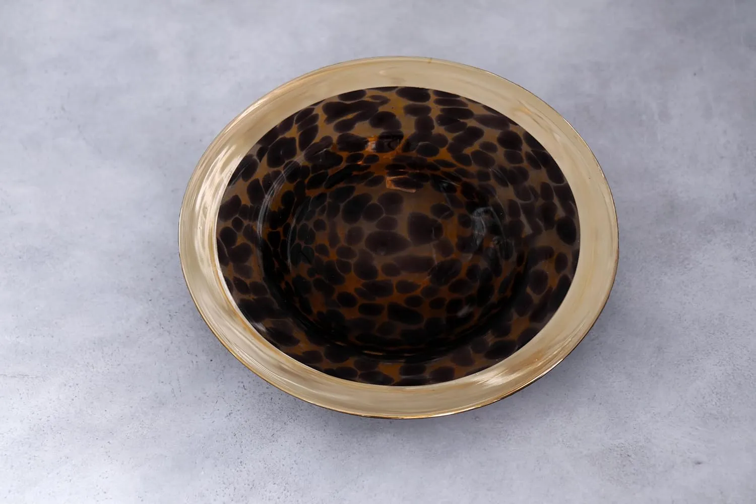 Beatriz Ball GLASS Tortoise and Gold Round Platter