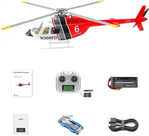 Bell-206-V3 470-Class Remote Control Helicopter for Adults, 2.4G RC 6CH Electric Airplane Model, Mode 1 & Mode 2 Switchable, with H1 Flight Control Beidou GPS Positioning (RTF Version)