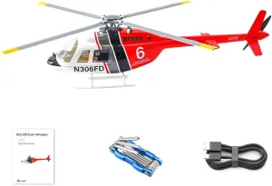 Bell-206-V3 470-Class Remote Control Helicopter for Adults, 2.4G RC 6CH Electric Airplane Model, with H1 Flight Control Beidou GPS Positioning (PNP Version)