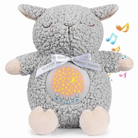 BEREST Baby Sleep Soother Sheep, Mom's Heartbeat Cry Sensor Lullabies & White Noise Sound Machine, Nursery Decor Night Light Projector Toddler Crib Sleeping Aid, Babies Shower Gifts Stuffed Animal