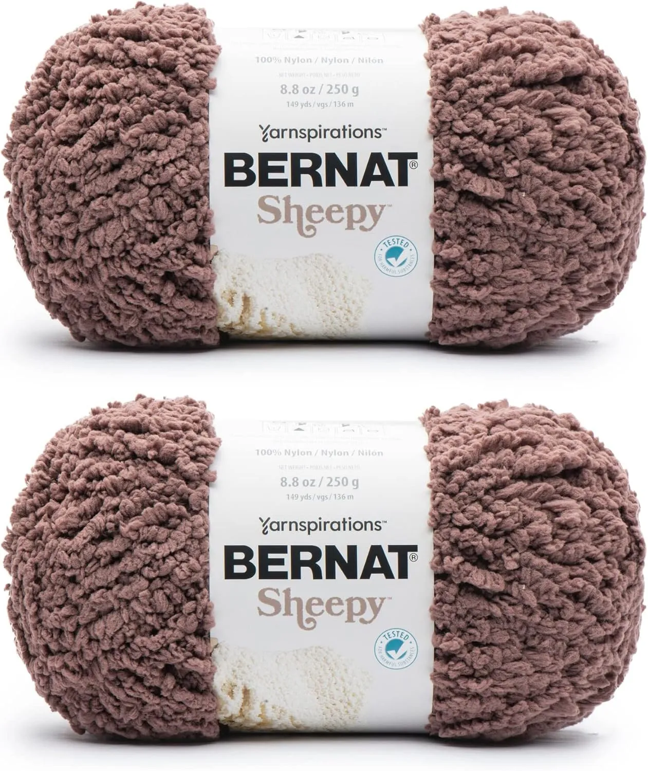 Bernat Sheepy Brown Bear Yarn - 2 Pack of 250g/8.8oz - Nylon - 6 Super Bulky - 149 Yards - Knitting, Crocheting & Crafts