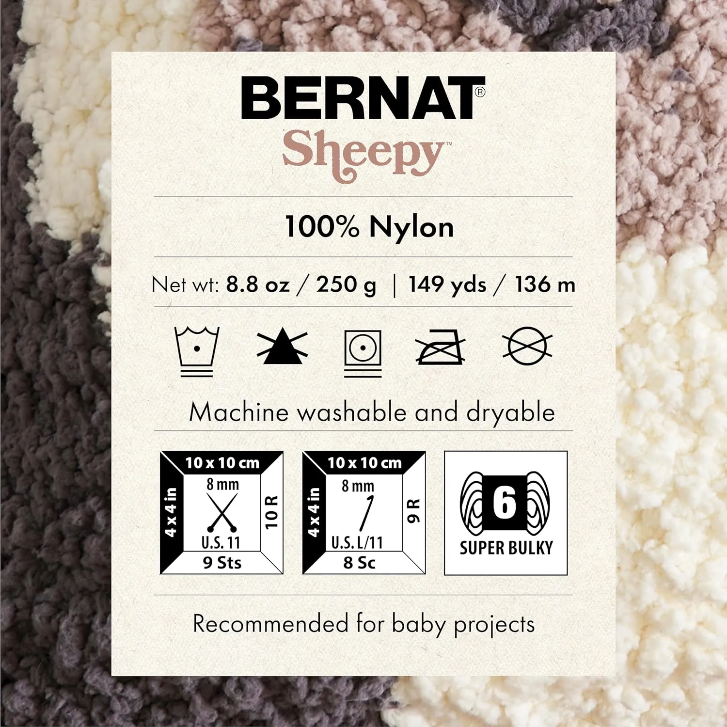 Bernat Sheepy Brown Bear Yarn - 2 Pack of 250g/8.8oz - Nylon - 6 Super Bulky - 149 Yards - Knitting, Crocheting & Crafts