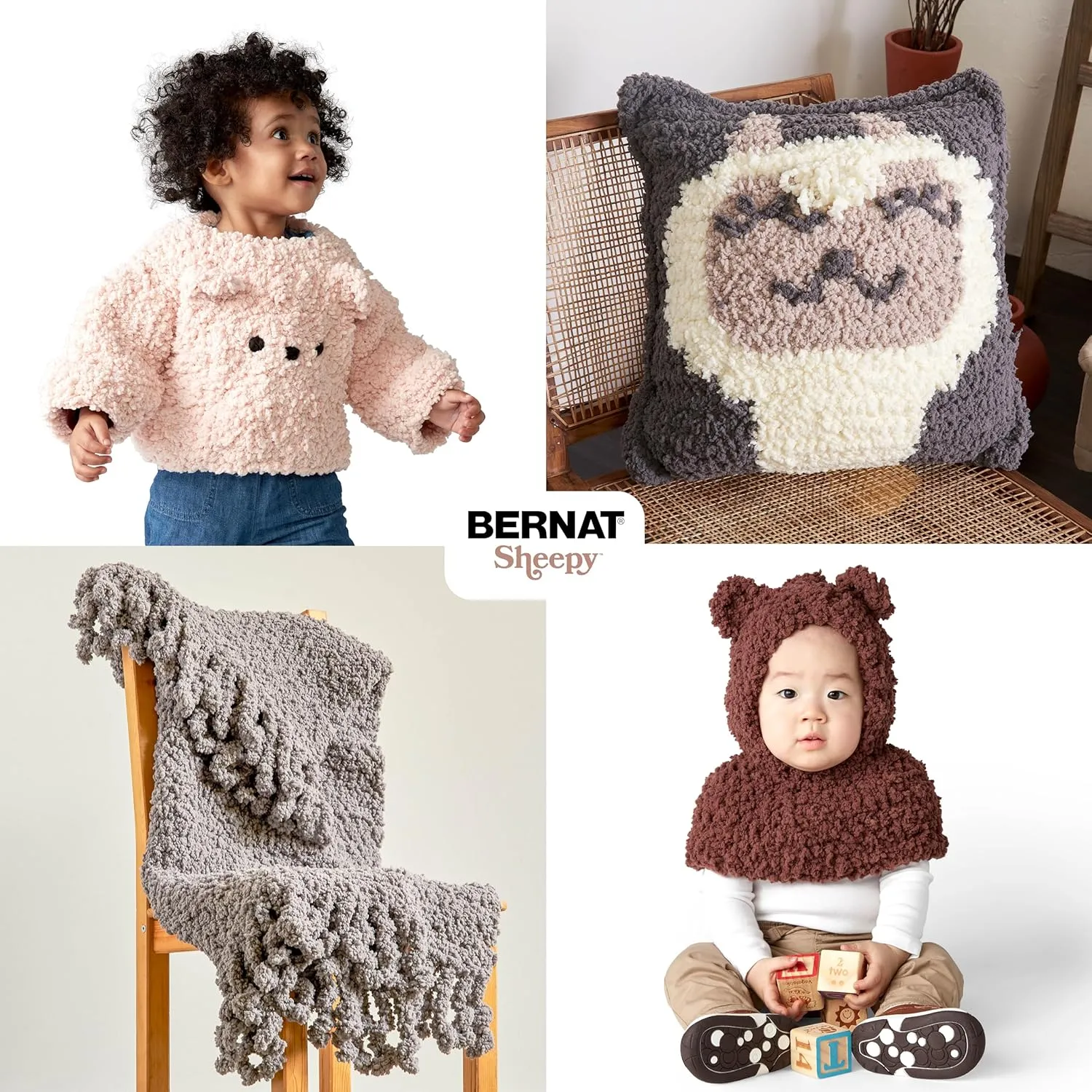Bernat Sheepy Brown Bear Yarn - 2 Pack of 250g/8.8oz - Nylon - 6 Super Bulky - 149 Yards - Knitting, Crocheting & Crafts