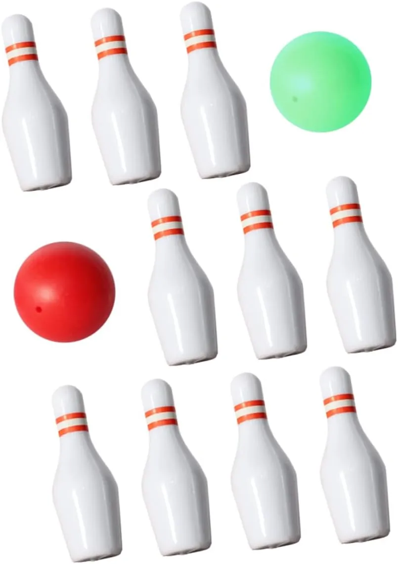 BESPORTBLE 4 Sets Mini Bowling Set Miniature Bowling Pins Balls Perfect for Dollhouse Decorations