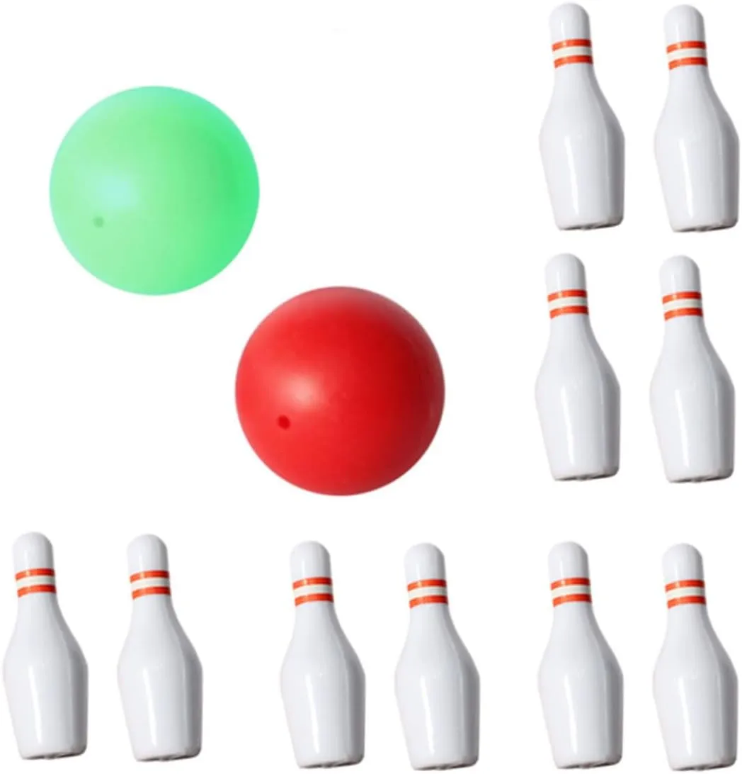 BESPORTBLE 4 Sets Mini Bowling Set Miniature Bowling Pins Balls Perfect for Dollhouse Decorations