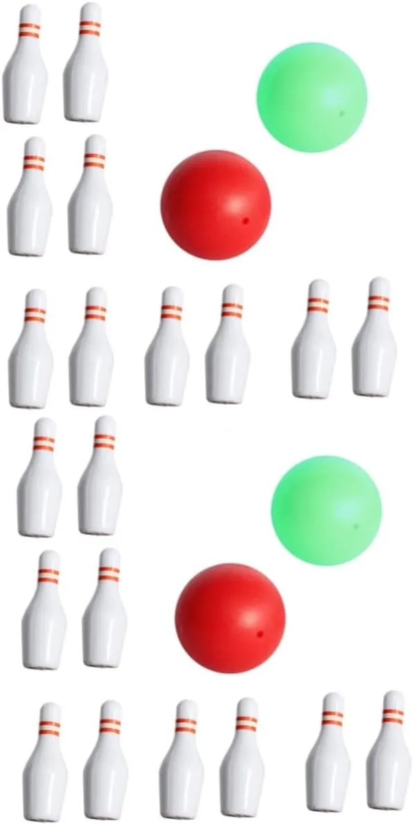 BESPORTBLE 4 Sets Mini Bowling Set Miniature Bowling Pins Balls Perfect for Dollhouse Decorations