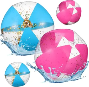 BESPORTBLE 4pcs Inflatable Glitter Beach Balls Confetti Pool for Adults Summer Party Favors for Beach Games and Outdoor Fun
