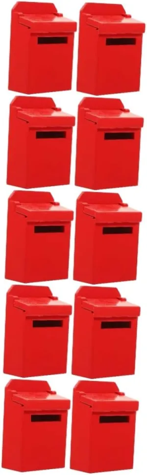 BESPORTBLE 5sets Wooden Mini Mailbox Craft DIY Dollhouse Accessory Miniature Mailbox Model 2pcs*5