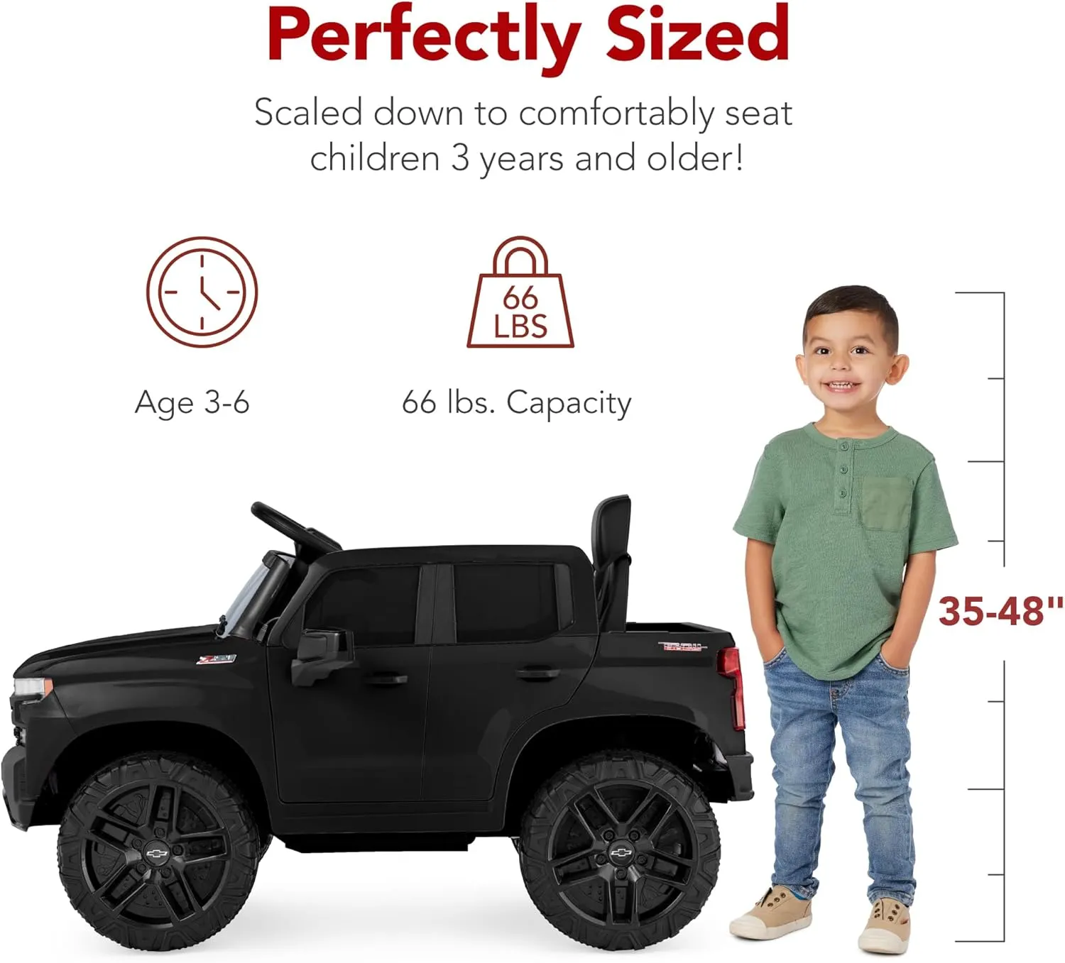 Best Choice Products 12V Licensed Chevrolet Silverado Ride On Truck, Electric Car Toy w/Parent Remote Control, Truck Bed Storage, Bluetooth Speaker, LED Lights, 2.5 MPH Max Speed - Black