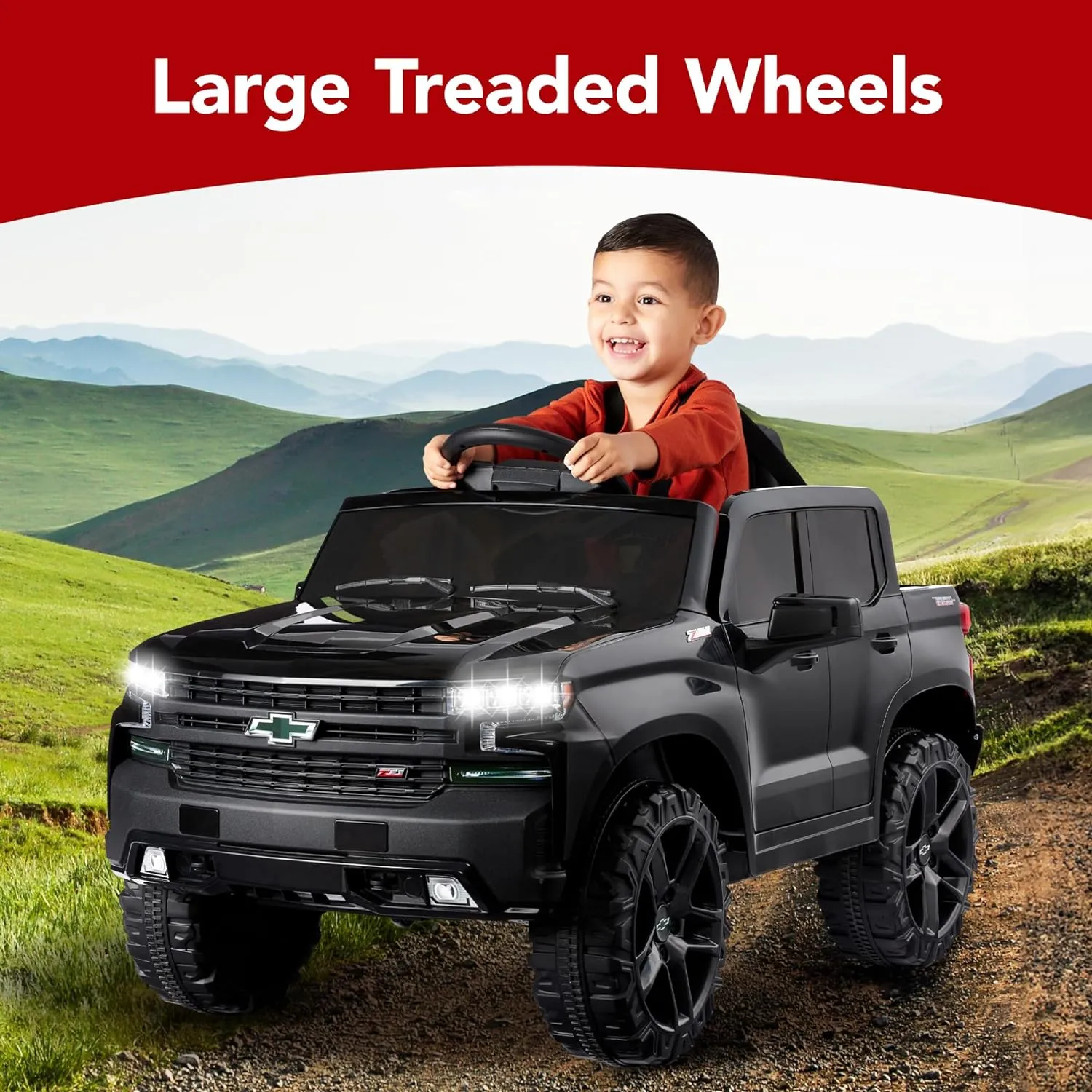 Best Choice Products 12V Licensed Chevrolet Silverado Ride On Truck, Electric Car Toy w/Parent Remote Control, Truck Bed Storage, Bluetooth Speaker, LED Lights, 2.5 MPH Max Speed - Black