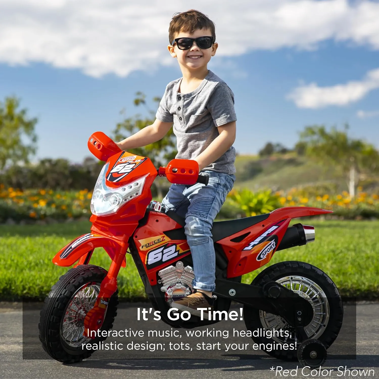 Best Choice Products Kids 6V Ride On Motorcycle w/Treaded Tires, Working Headlights, 2mph Top Speed, Training Wheels, Realistic Sounds, Music, Battery Charger - Hot Pink