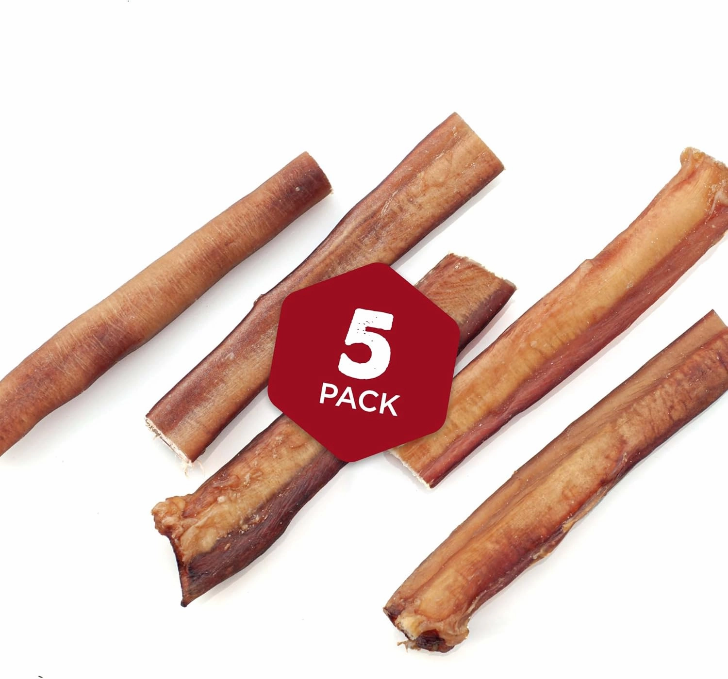 Best Bully Sticks 6 Inch Thick Bully Sticks for Dogs - 5 Count (Pack of 1) - All-Natural, Grass-Fed Beef, Single Ingredient, Grain and Rawhide Free - Large Breeds