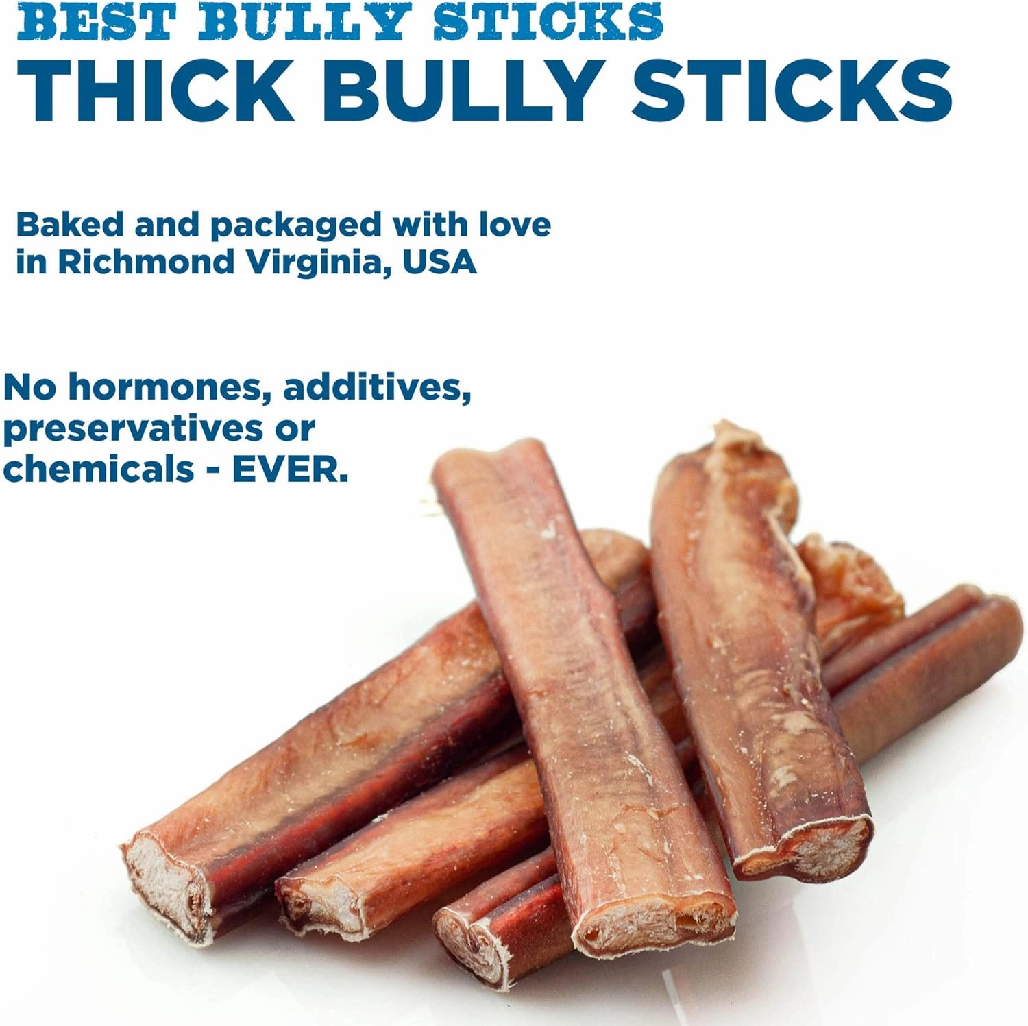 Best Bully Sticks 6 Inch Thick Bully Sticks for Dogs - 5 Count (Pack of 1) - All-Natural, Grass-Fed Beef, Single Ingredient, Grain and Rawhide Free - Large Breeds
