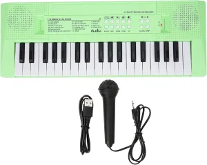 BF‑3738 Musical Keyboard, 2 Tones 16 Songs 4 Rhythms 4 Percussion Electric Piano with 37 Keys for Begginers Keyboard Toy Education Instrument (Green)