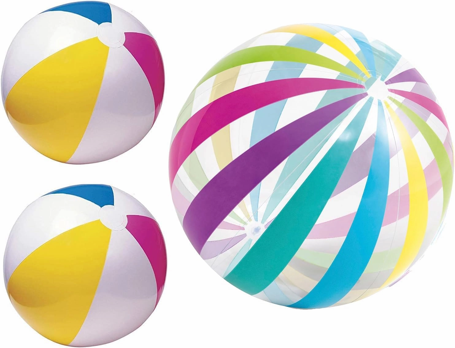 Big Beach Ball Set for Summer, Rainbow Beach Balls for Swimming at The Pool or Beach, Set of 3