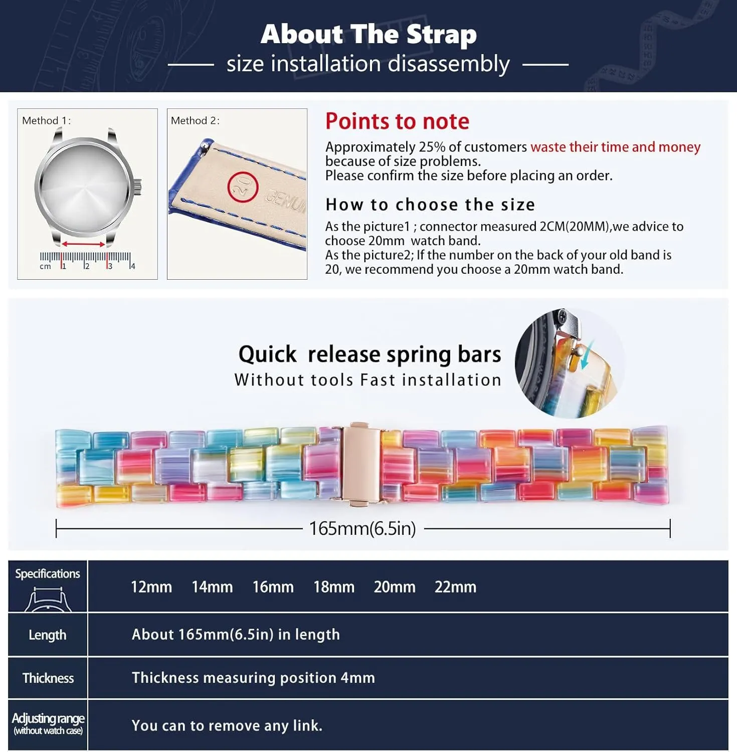 BINLUN Resin Watch Bands Replacement Watch Straps for Men Women 14 Colors Watchbands Lightweight 12/14/16/18/20/22mm Wrist Bands Fashion Skin-Friendly Smart Watch Bracelets
