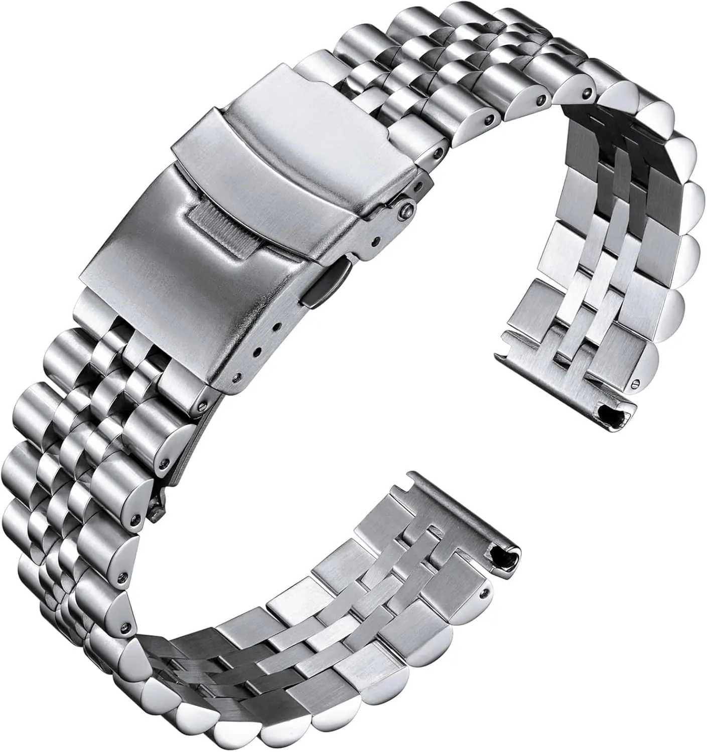 BINLUN Stainless Steel Watch Band Replacement Metal Watch Strap with Double Locking Foldover Clasp for Men Women 18mm 20mm 22mm 24mm 26mm in Silver, Gold, Black, Rose Gold, Two Toned
