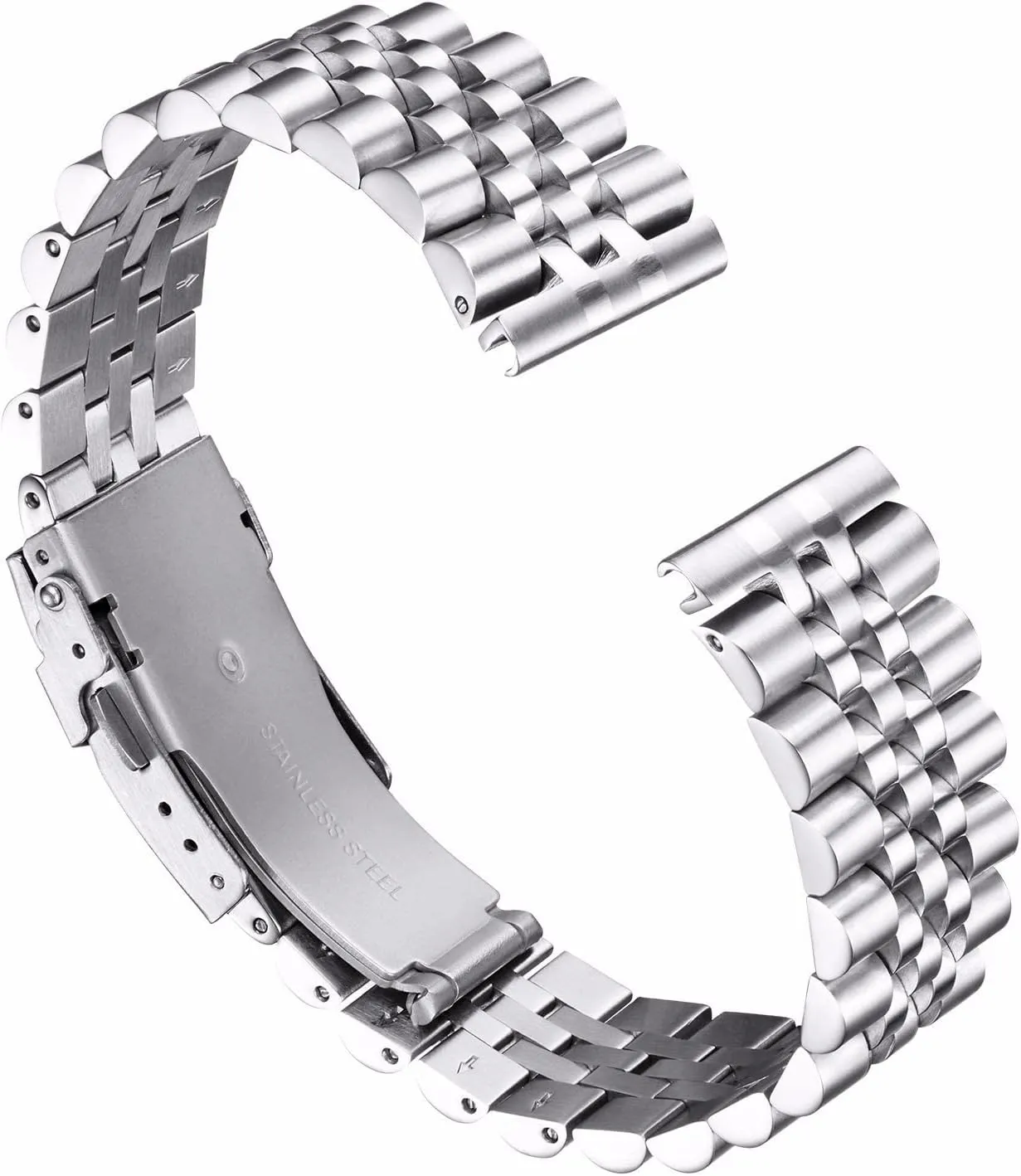 BINLUN Stainless Steel Watch Band Replacement Metal Watch Strap with Double Locking Foldover Clasp for Men Women 18mm 20mm 22mm 24mm 26mm in Silver, Gold, Black, Rose Gold, Two Toned