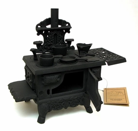 Black Mini Wood Cook Stove Set - 12 Inches Long With Accessories