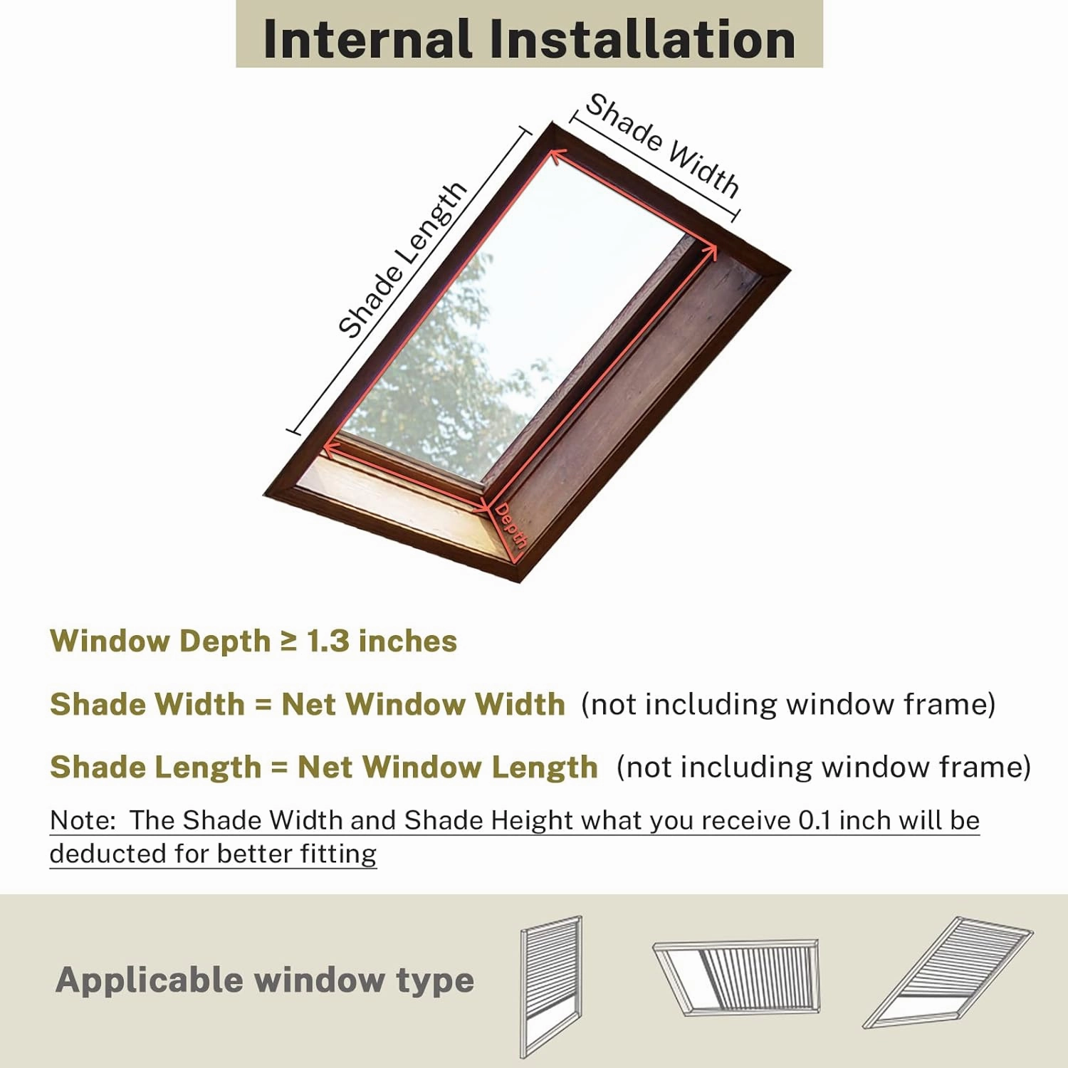 Blackout Skylight Shades,Waterproof Fabric Cordless Cellular Shades Room Darkening Honeycomb Blinds for Roof Inclined Plane Room Windows-Custom Size, Beige