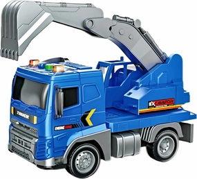 Blue Excavator Bulldozer Truck 1:20 with Lights and Sounds Construction Play Toys Vehicles Toy Vehicle Model for Kids Age 3 