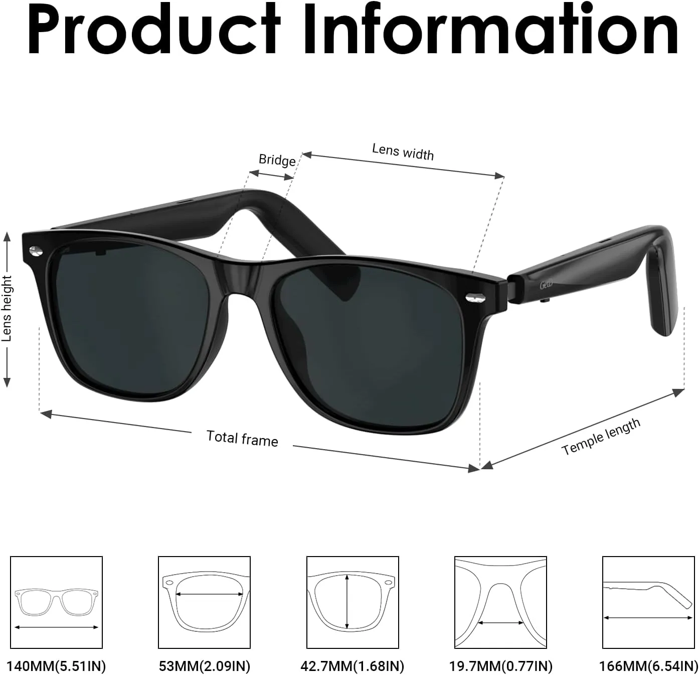 Bluetooth Sunglasses for Men/Women, AI Translator, 11H Battery Life, Polarized Lens, UV Protection, Voice Control, Built-in Mic & Speakers, Smart Eyewear for Gaming Meeting Travel