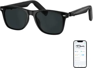 Bluetooth Sunglasses for Men/Women, AI Translator, 11H Battery Life, Polarized Lens, UV Protection, Voice Control, Built-in Mic & Speakers, Smart Eyewear for Gaming Meeting Travel