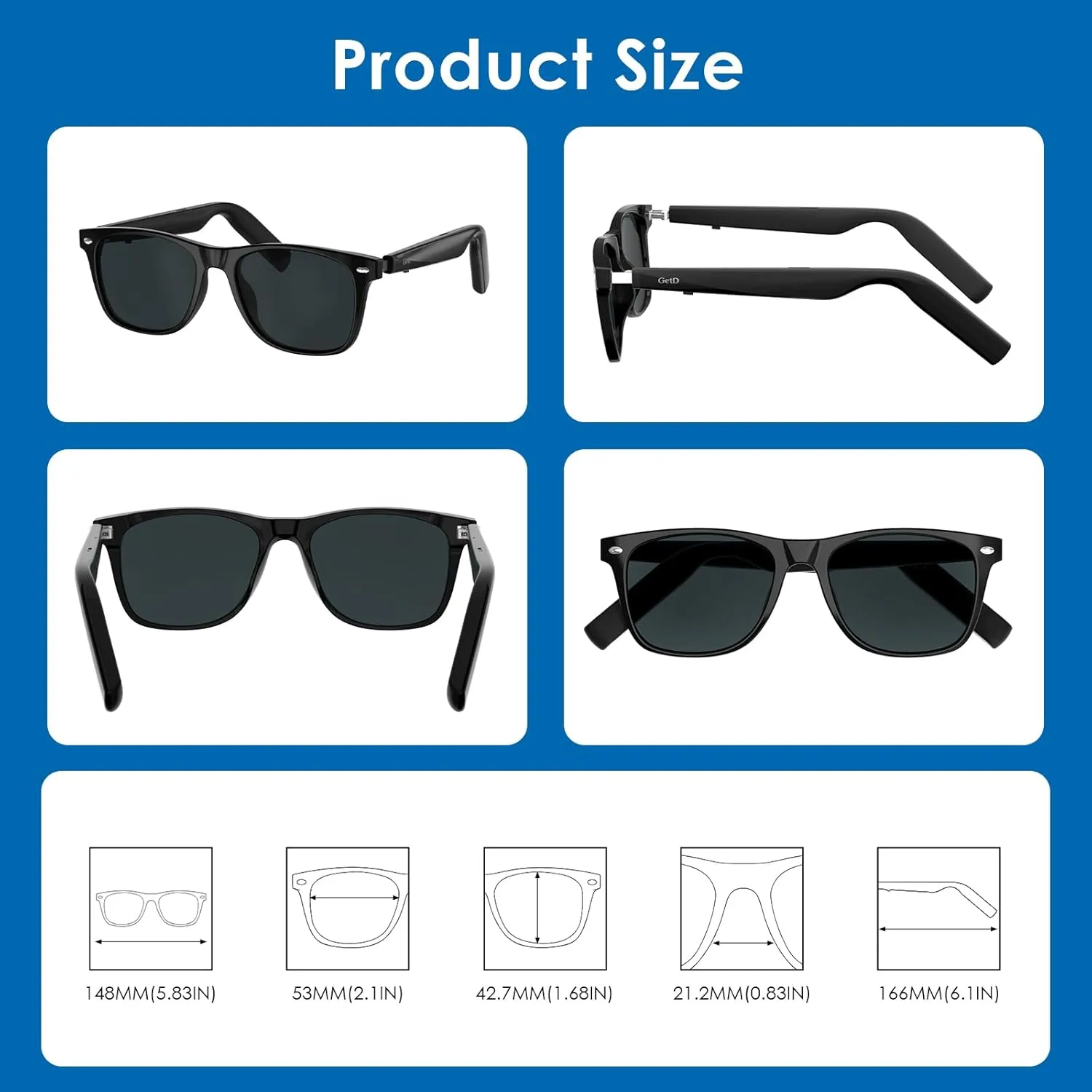 Bluetooth Sunglasses for Men/Women, AI Translator, 11H Battery Life, Polarized Lens, UV Protection, Voice Control, Built-in Mic & Speakers, Smart Eyewear for Gaming Meeting Travel