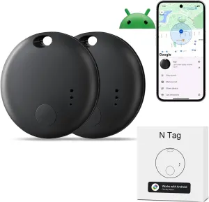 Bluetooth Tracker for Android,Air Tags-2pack Android,Keys Finder,Item Locator Android Works with Google's Find My Device App(Find Hub),Smart Tracking Tag for Keys,Suitcase,Backpack,Wallet