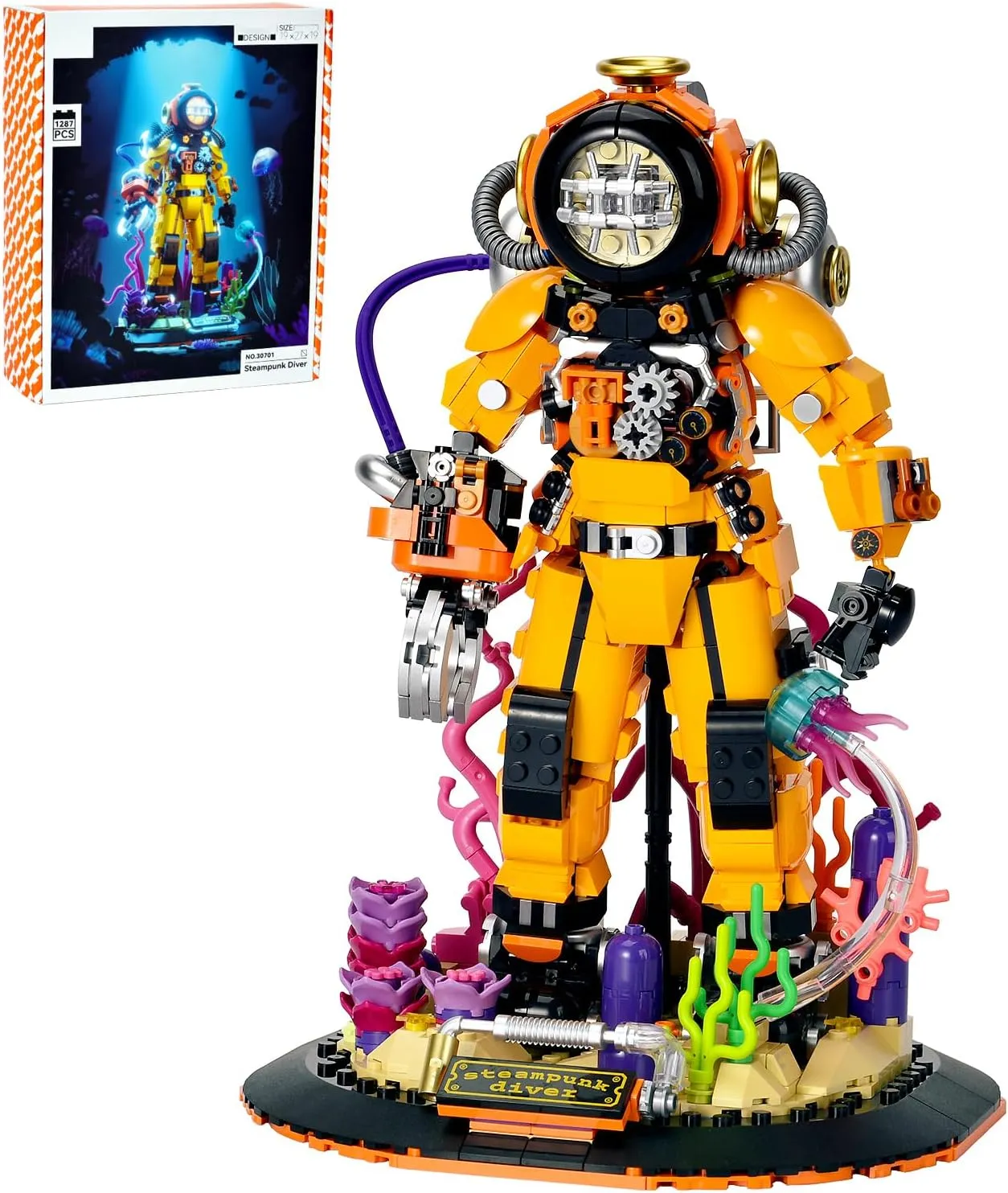 BNG STeam Diver Building Set for Adult,Home or Office Decor Collection Toy,STEM Building Block Gift for Teens Boys and Girls 8-14 (1286pcs)