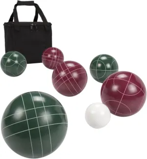 Bocce Ball Set Regulation Size - Lawn Game for Backyard or Beach - Includes Red and Green Bocce Balls, Pallino, and Carrying Case by Trademark Games