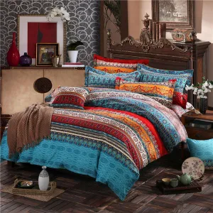 Bohemian Duvet Cover Queen, 3 Pieces Soft Lightweight Microfiber Duvet Cover Set, Colorful Tribal Bedding Comforter Cover Set with Zipper Ties, 1 Duvet Cover and 2 Pillowcases
