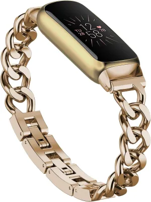 Bolesi Compatible with Fitbit Luxe Bands,Slim Metal Band Stainless Steel Adjustable Straps Replacement Bands for Fitbit Luxe Smart Watch for Women Men
