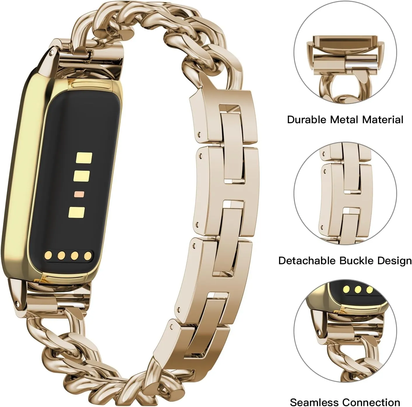 Bolesi Compatible with Fitbit Luxe Bands,Slim Metal Band Stainless Steel Adjustable Straps Replacement Bands for Fitbit Luxe Smart Watch for Women Men